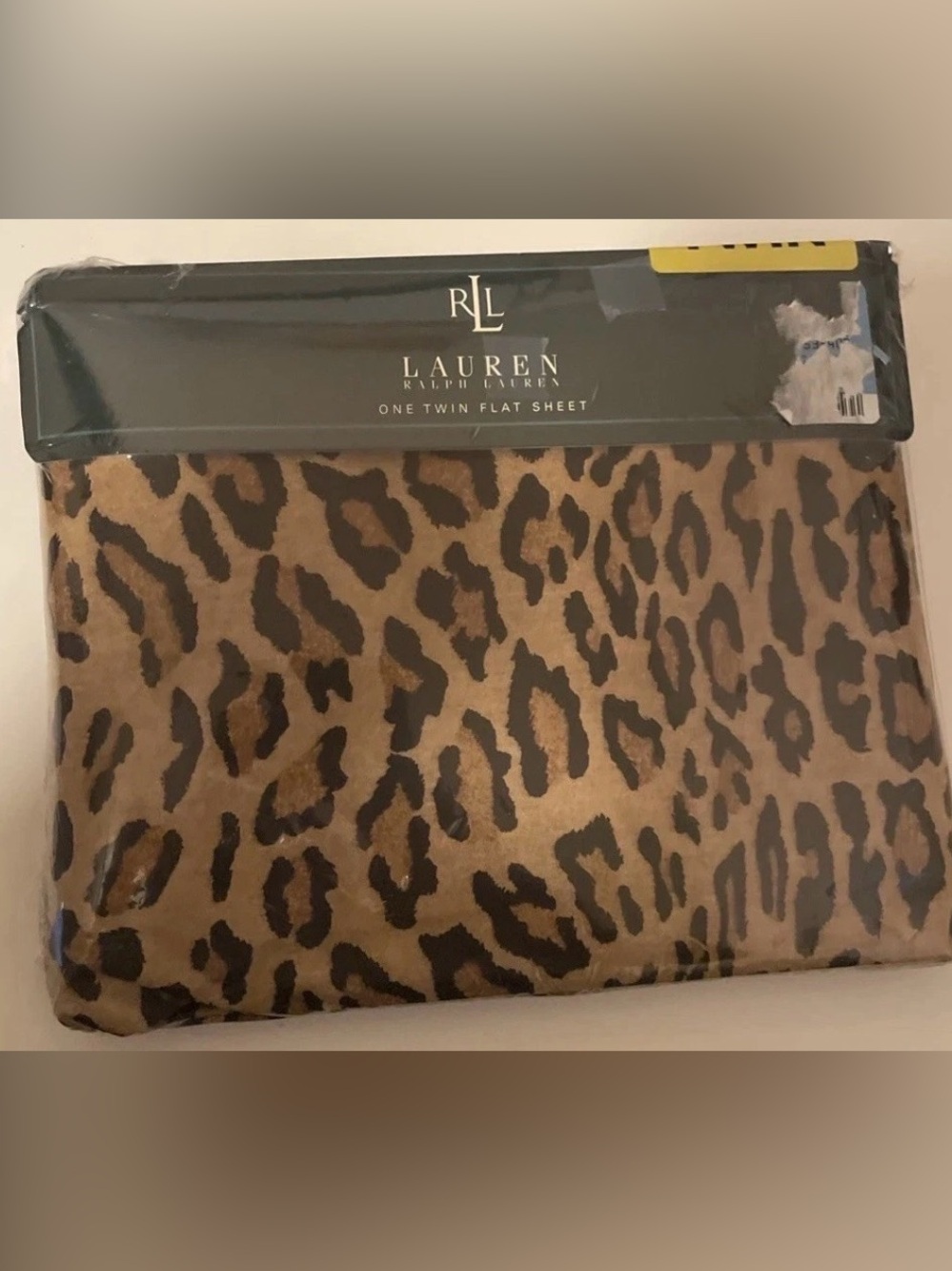 Ralph Lauren Home Aragon Twin FLAT Sheet 100% Cotton Leopard Animal Print - NWT